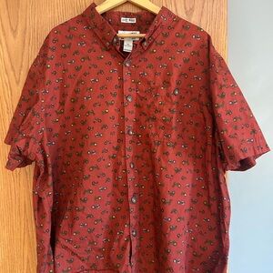 Duluth Trading Co Men's Red Bicycle Pattern Shirt